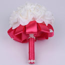 Cheap PE Rose Bridesmaid Wedding Foam flowers Rose Bridal bouquet Ribbon Fake Wedding bouquet de noiva Customized