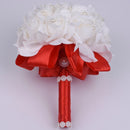 Cheap PE Rose Bridesmaid Wedding Foam flowers Rose Bridal bouquet Ribbon Fake Wedding bouquet de noiva Customized