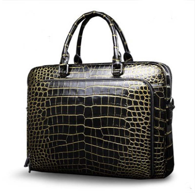 gete new New crocodile leather bag for men crocodile leather men bag business bag 24K gold alligator leather bag briefcase men
