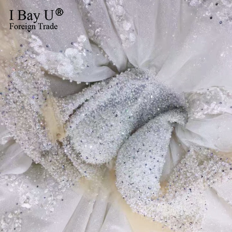Gorgeous Full Pearl Beading Ball Gown 2020 Wedding Dress With Delicate Luxury New Long Sleeves Ivory Color Wedding Dresses
