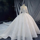 Gorgeous Full Pearl Beading Ball Gown 2020 Wedding Dress With Delicate Luxury New Long Sleeves Ivory Color Wedding Dresses