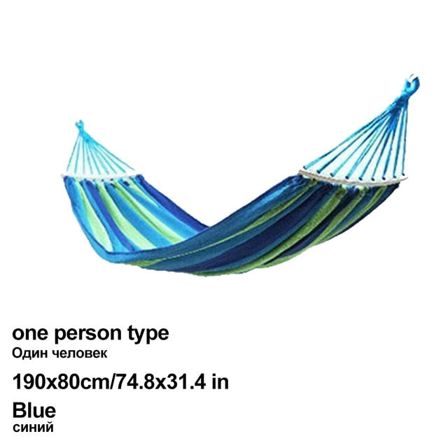 HooRu Portable Canvas Hammock Travelling Outdoor Picnic Wooden Swing Chair Camping Hanging Bed Garden Furniture with Backpack