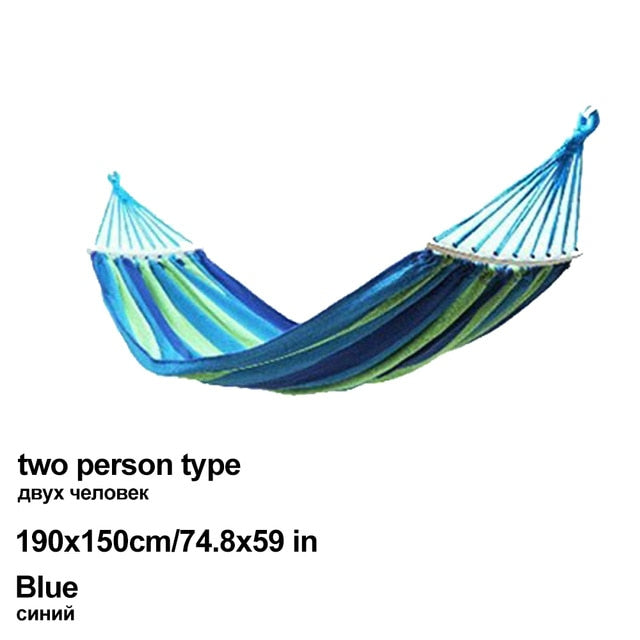 HooRu Portable Canvas Hammock Travelling Outdoor Picnic Wooden Swing Chair Camping Hanging Bed Garden Furniture with Backpack