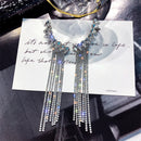 FYUAN Fashion Long Tassel Full Rhinestone Drop Earrings for Women Bijoux Shiny Water Drop Crystal Dangle Earrings Jewelry Gifts