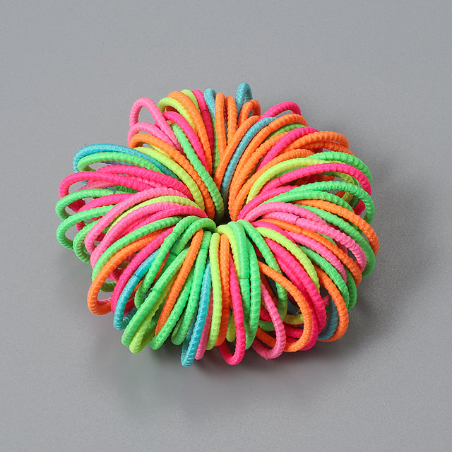 Neues Haar 100pcs/lot versieht Mädchen-Süßigkeit-Farben-elastisches Gummiband-Haarband-Kind-Baby-Stirnband Scrunchie-Haar-Zusätze für Haar mit einem Band