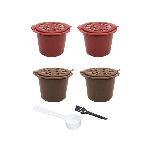 4PCS Nespresso Refillable Reusable Nespresso Coffee Capsule 20ML Filters Reutilisable Coffee Capsule Nespresso Cups Spoon Brush