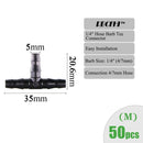 Conectores de riego de jardín RBCFHI, accesorio de riego de acoplamiento cruzado de flecha de goteo de codo en T individual doble con púas para manguera de 3/5 4/7mm