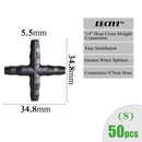 Conectores de riego de jardín RBCFHI, accesorio de riego de acoplamiento cruzado de flecha de goteo de codo en T individual doble con púas para manguera de 3/5 4/7mm