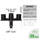 Conectores de riego de jardín RBCFHI, accesorio de riego de acoplamiento cruzado de flecha de goteo de codo en T individual doble con púas para manguera de 3/5 4/7mm