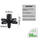 Conectores de riego de jardín RBCFHI, accesorio de riego de acoplamiento cruzado de flecha de goteo de codo en T individual doble con púas para manguera de 3/5 4/7mm