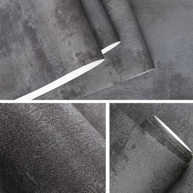Papel tapiz con efecto de pared de hormigón y vinilo Vintage gris oscuro, textura lisa Retro, papel de pared de PVC, decoración de fondo de sala de estar para dormitorio
