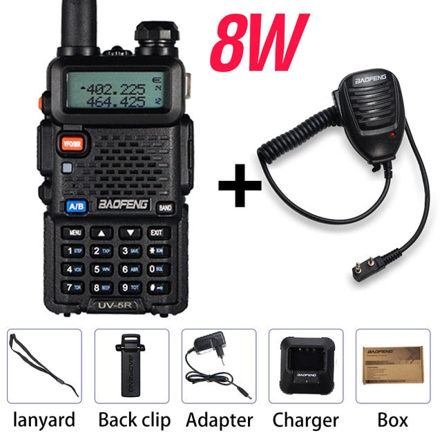 Real 8W Baofeng UV-5R Walkie Talkie UV 5R Dual Band Walkie FM Transceiver UV5R Amateur Ham CB Radio Station Hunting Transmitter