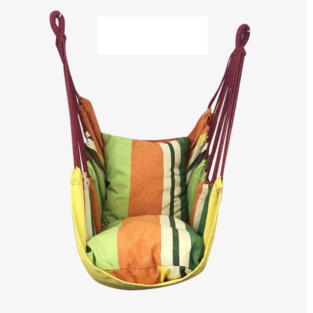 Hamaca portátil silla colgante cuerda silla columpio asiento con 2 almohadas para jardín interior exterior hamaca de moda columpios