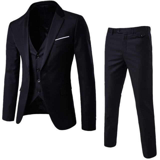 Trajes ajustados a la moda para hombre, ropa informal de negocios, traje de tres piezas para padrino, Blazers, chaqueta, pantalones, conjuntos de chaleco