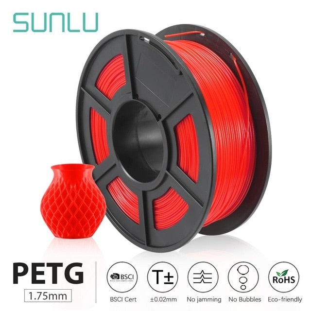 SUNLU PETG 3D Drucker Filament 1.75mm Dooling Geschenkmaterial Heißer Verkauf Schwarz Farbe PETG 3D Filament Verbrauchsmaterialien 1KG/2.2LBS