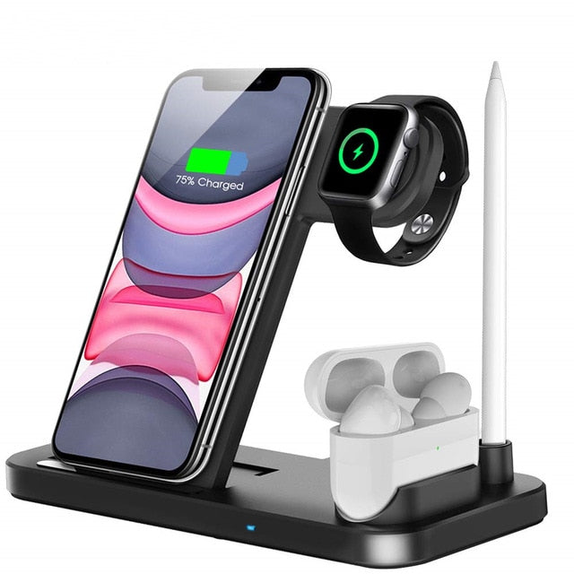 15 W Qi Fast Wireless Charger Stand für iPhone 11 XR X 8 Apple Watch 4 in 1 Faltbare Ladestation für Airpods Pro iWatch