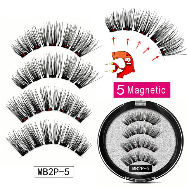MB Magnetische Wimpern mit 5 Magneten, handgefertigte, wiederverwendbare falsche 3D-Nerzwimpern für Make-up, faux cils magnetique naturel, Pinzette