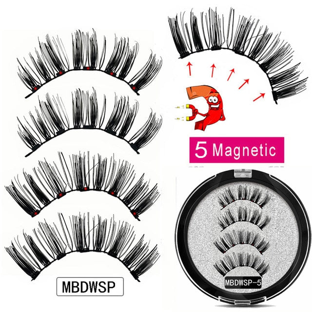 MB Magnetische Wimpern mit 5 Magneten, handgefertigte, wiederverwendbare falsche 3D-Nerzwimpern für Make-up, faux cils magnetique naturel, Pinzette