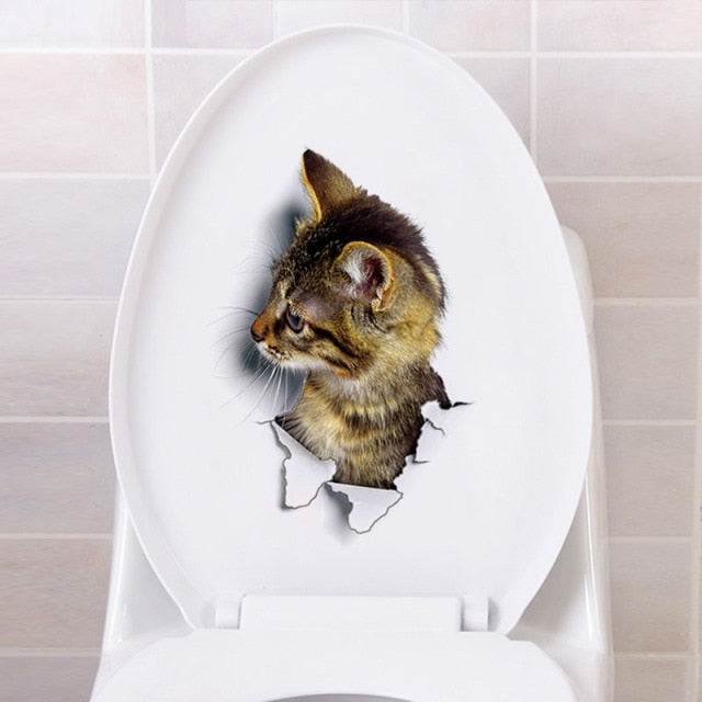 Lindo gato 3D Wallpaper decoración baño aseo sala de estar decoración del hogar calcomanía Fondo PVC pegatinas Wallpapersc CLH @ 8