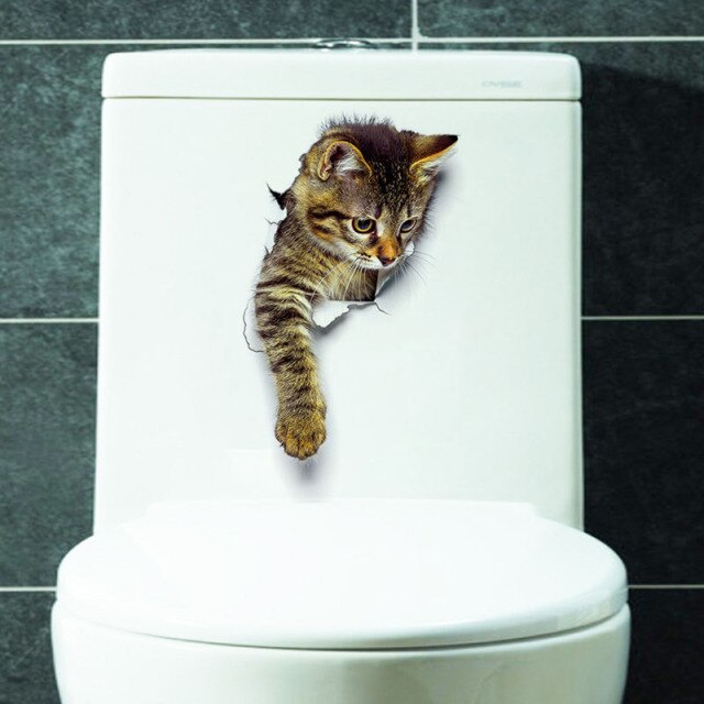 Niedliche 3D-Katzen-Tapete zum Dekorieren von Badezimmer, Toilette, Wohnzimmer, Heimdekoration, Aufkleber, Hintergrund, PVC-Aufkleber, Wallpapersc CLH @ 8