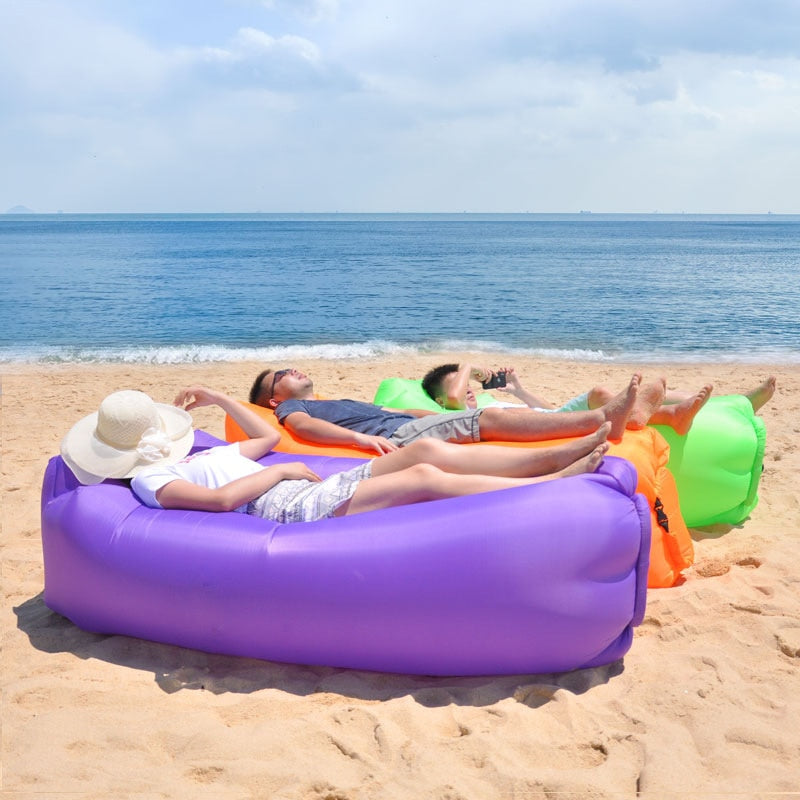 Silla de camping Picnic en la playa Sofá inflable Perezoso Ultraligero Saco de dormir Cama de aire Sofá inflable Tumbona Muebles de exterior