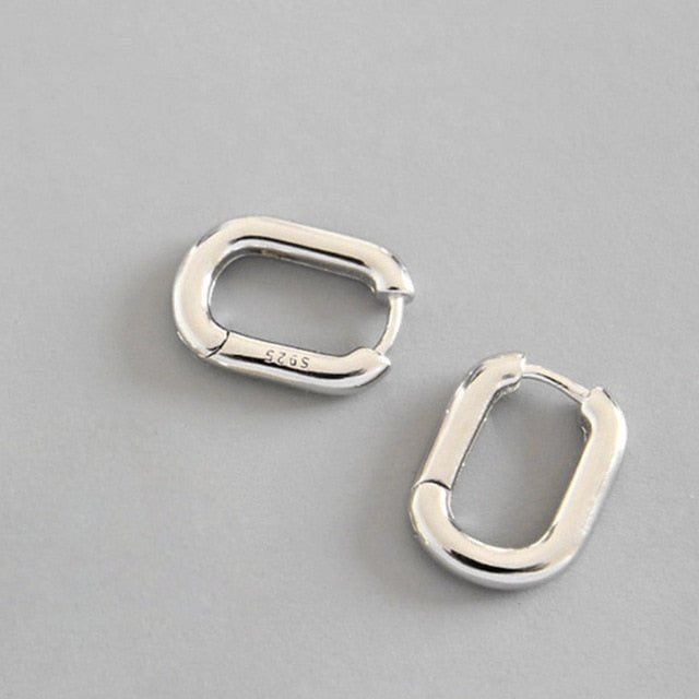 XIYANIKE Minimalist 925 Sterling Silver Stud Earrings Vintage Geometric Ellipse Handmade Earrings Party Accessories Jewelry Gift
