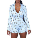 Sexy Bodysuit Women's Floral Long Sleeve Bodycon Bandage Jumpsuit Bodysuit Romper Casual Leotard Tops Sleepwear