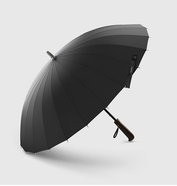 Hot Sale Brand Rain Umbrella Men Quality 24K Strong Windproof Glassfiber Frame Wooden Long Handle Umbrella Women's Parapluie