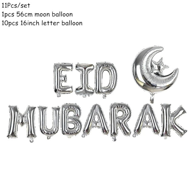 Eid Mubarak Banner Balloons Ramadan Kareem Decoration Ramadan Mubarak Muslim Islamic Festival Party DIY Decorations