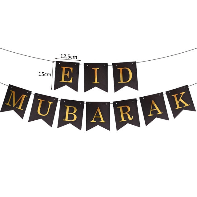 Eid Mubarak Banner Balloons Ramadan Kareem Decoration Ramadan Mubarak Muslim Islamic Festival Party DIY Decorations