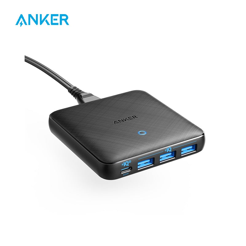 USB C Charger, Anker 65W 4 Port PIQ 3.0 & GaN Fast Charger Adapter, PowerPort Atom III Slim Wall Charger with a 45W USB C Port