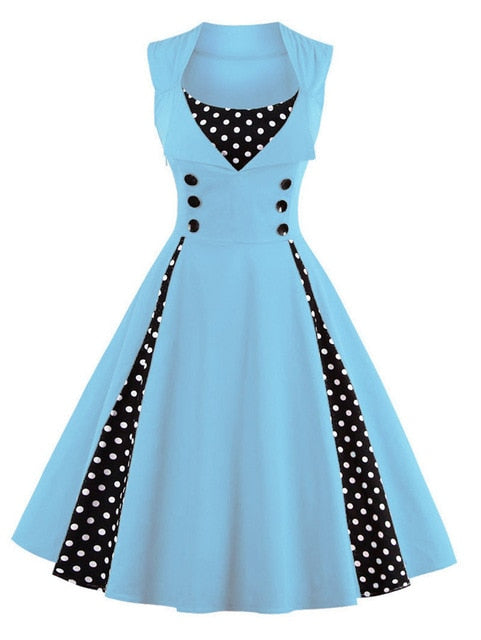S-4XL Mujer Robe Retro Vintage Dress 50s 60s Rockabilly Dot Swing Pin Up Vestidos de fiesta de verano Elegante túnica Vestidos Casual