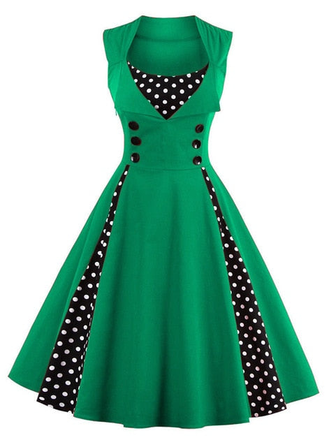 S-4XL Frauen Robe Retro Vintage Kleid 50er 60er Rockabilly Dot Swing Pin Up Sommer Party Kleider Elegante Tunika Vestidos Lässig