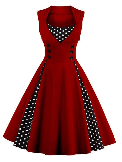 S-4XL Frauen Robe Retro Vintage Kleid 50er 60er Rockabilly Dot Swing Pin Up Sommer Party Kleider Elegante Tunika Vestidos Lässig