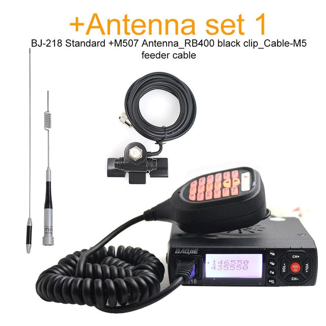 Baojie BJ-218 Mini Mobile Radio 20km 25w Dual Band VHF / UHF Walkie Talkie 136-174mhz 400-470mhz bj218 Transceiver Station