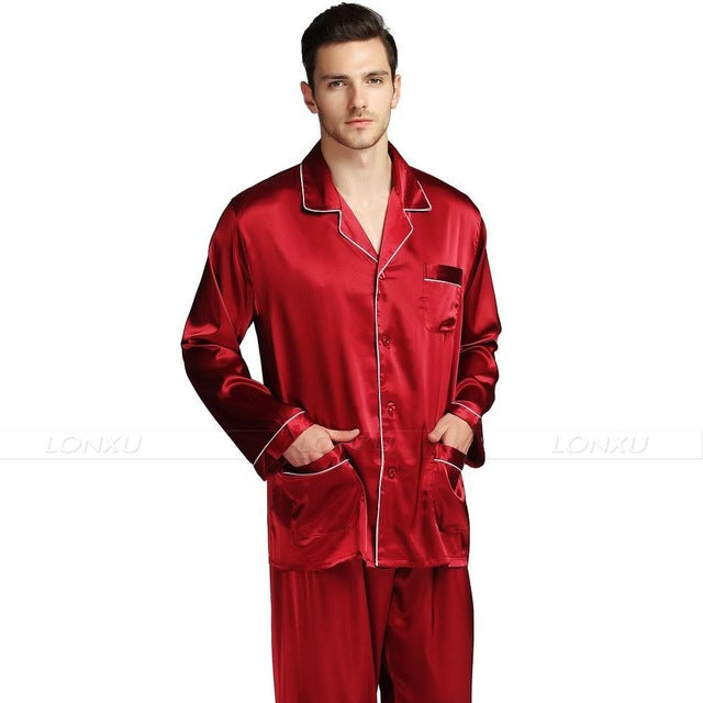 Pijama de satén de seda para hombre Conjunto de pijama Conjunto de ropa de dormir Ropa de descanso EE. UU. S, M, L, XL, XXL, XXXL, 4XL__ Se adapta a todas las estaciones