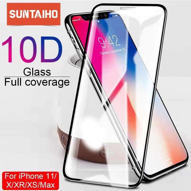 Suntaiho 10D protective glass for iPhone X XS 6 6S 7 8 plus glass screen protector for iPhone 11 ProMAX XR SE2 screen protection