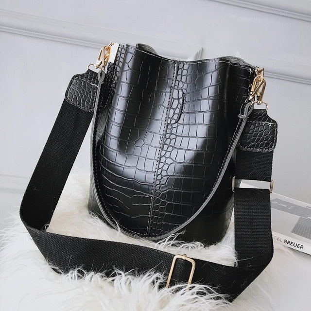 Ansloth Crocodile Umhängetasche für Damen Umhängetasche Markendesigner Damen Taschen Luxus PU Ledertasche Bucket Bag Handtasche HPS405