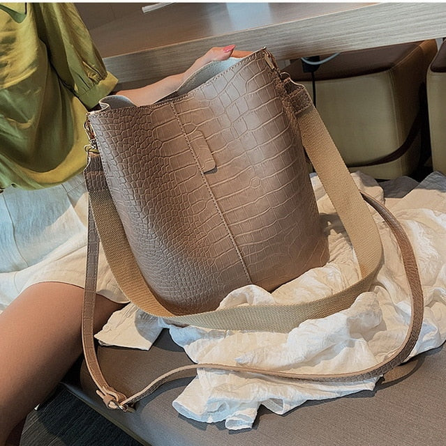 Bolso bandolera de cocodrilo Ansloth para mujer, bolso de hombro de diseñador de marca, bolsos de mujer, bolso de cuero PU de lujo, bolso tipo cubo, bolso de mano HPS405