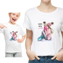 Ropa divertida de verano para la familia, camiseta blanca Kawaii, ropa a juego para madre e hija, camiseta de apariencia familiar