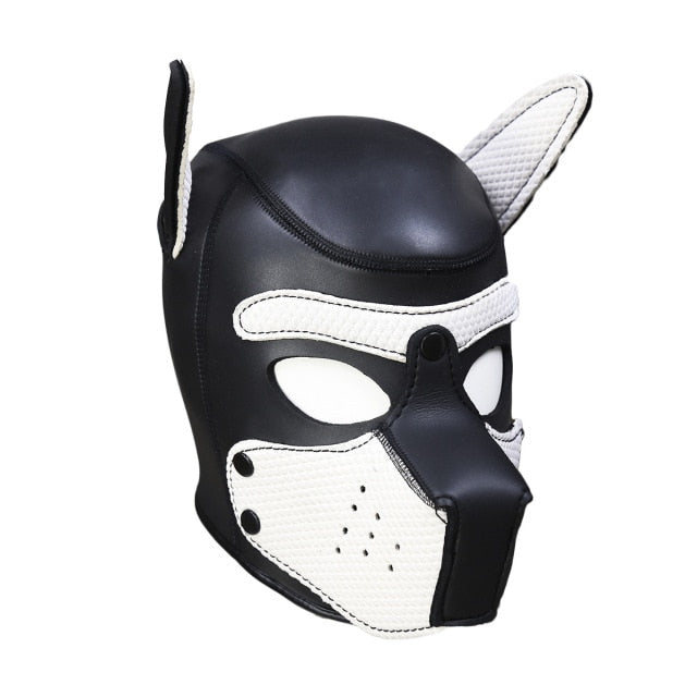 Nueva moda acolchada de goma de látex juego de rol máscara de perro cachorro Cosplay cabeza completa con orejas 4 colores