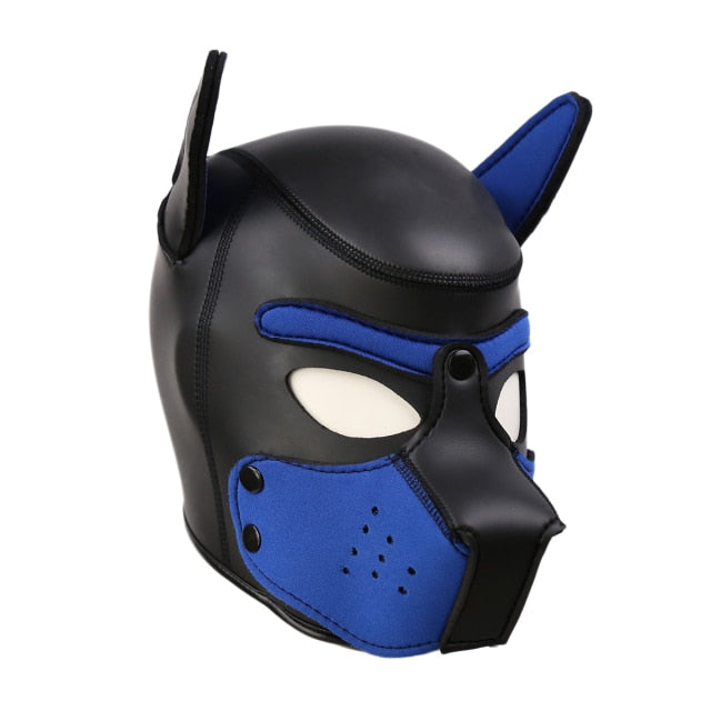 Nueva moda acolchada de goma de látex juego de rol máscara de perro cachorro Cosplay cabeza completa con orejas 4 colores