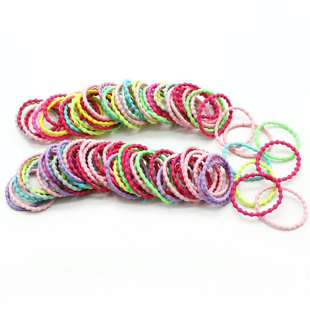 New 100PCS/Lot Girls Candy Colors Nylon 3CM Rubber Bands Children Safe Elastic Hair Bands Ponytail Holder Kids Hair Accessories