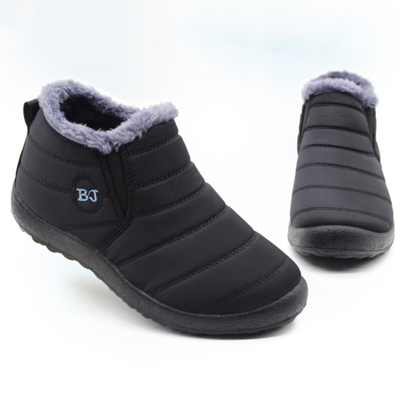 Botas de hombre, zapatos de invierno ligeros para hombre, botas de nieve, calzado de invierno impermeable de talla grande 47, botines de invierno Unisex sin cordones