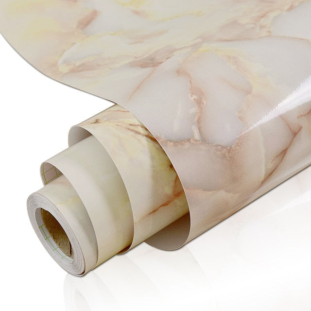 Waterproof Oil-proof Marble Self Adhesive Wallpaper Vinyl Film Wall Stickers Bathroom Bedroom Kitchen Cupboard Home Improvement