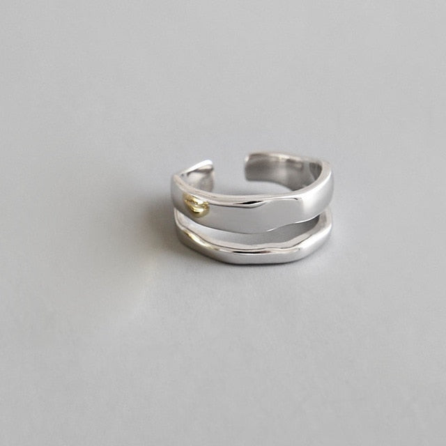 XIYANIKE 925 plata esterlina moda elegante giro dos anillos circulares para mujeres pareja Simple geométrico hecho a mano joyería ajustable