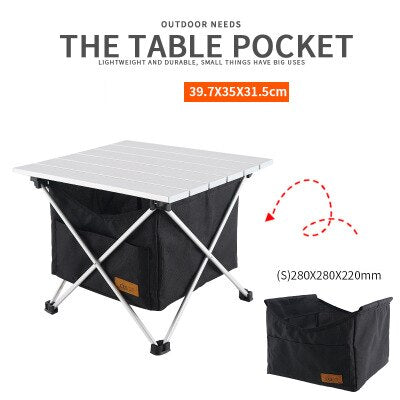 Outdoor Folding Table Storage Basket Picnic Table Storage Hanging Bag Invisible Pocket Waterproof Camping barbecue Table
