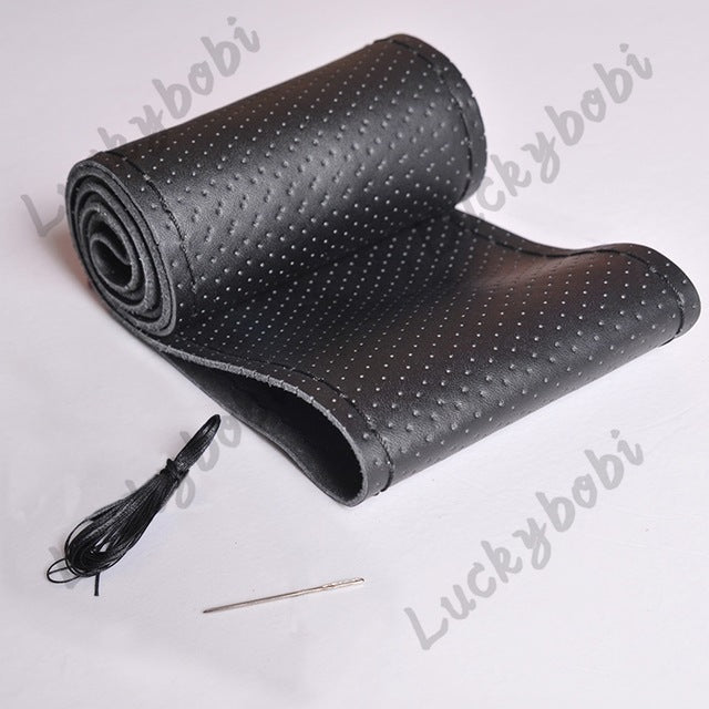 Car Steering Wheel Braid Cover Needles And Thread Artificial Leather Car Covers Suite 7 Color DIY Texture Soft Auto Accessories