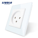 Livolo EU Standard Israel Power Socket, Crystal Glass Panel,100~250V 16A Wall Power Socket,C7C1IL-11/12/13/15(7colors),no logo