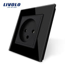 Livolo EU Standard Israel Power Socket, Crystal Glass Panel,100~250V 16A Wall Power Socket,C7C1IL-11/12/13/15(7colors),no logo